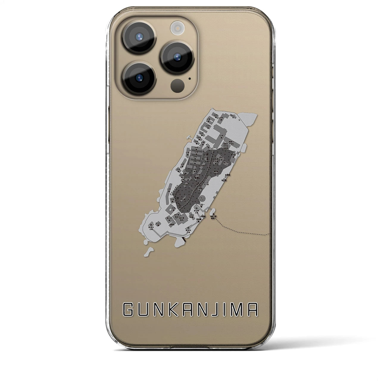 【軍艦島(長崎県)】地図柄iPhoneケース(クリアタイプ)
