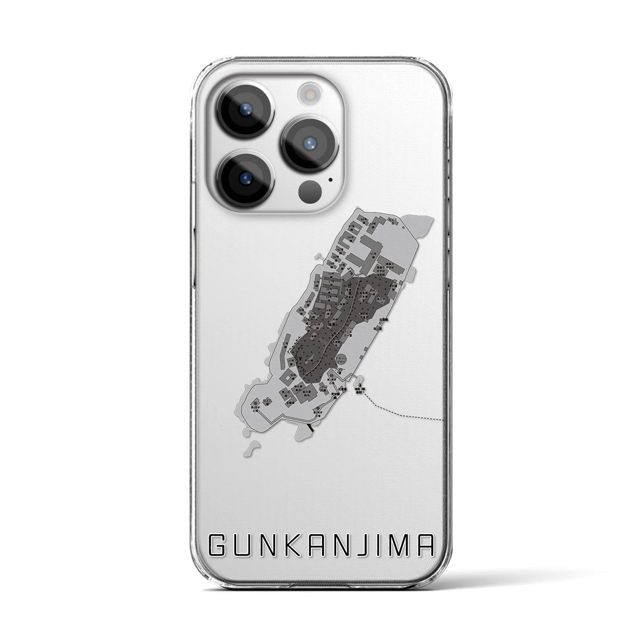 【軍艦島(長崎県)】地図柄iPhoneケース(クリアタイプ)