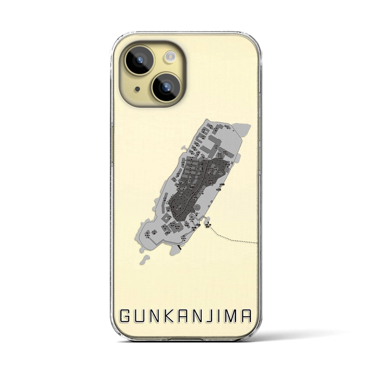 【軍艦島(長崎県)】地図柄iPhoneケース(クリアタイプ)