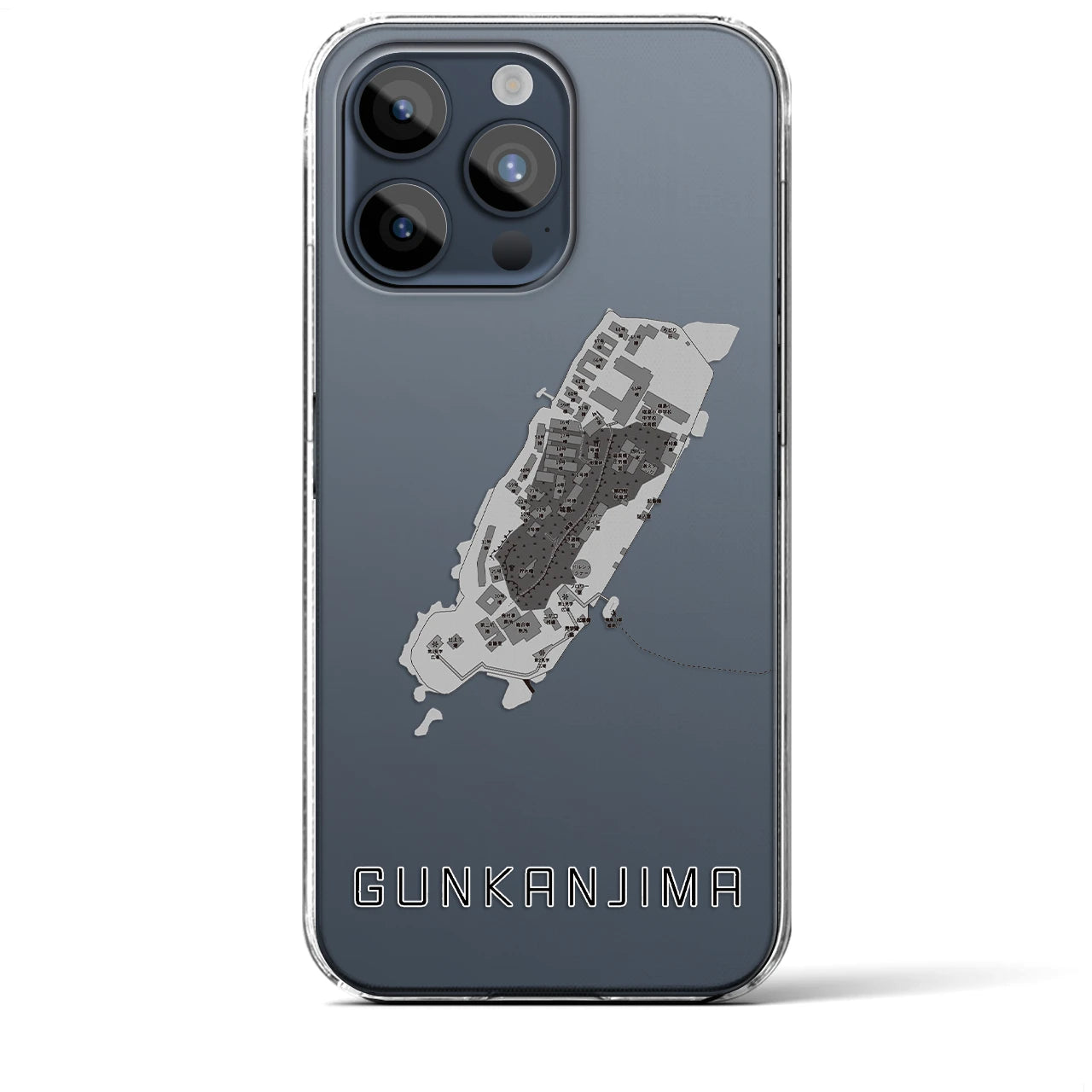 【軍艦島(長崎県)】地図柄iPhoneケース(クリアタイプ)