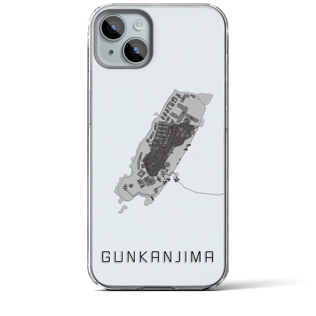 【軍艦島(長崎県)】地図柄iPhoneケース(クリアタイプ)