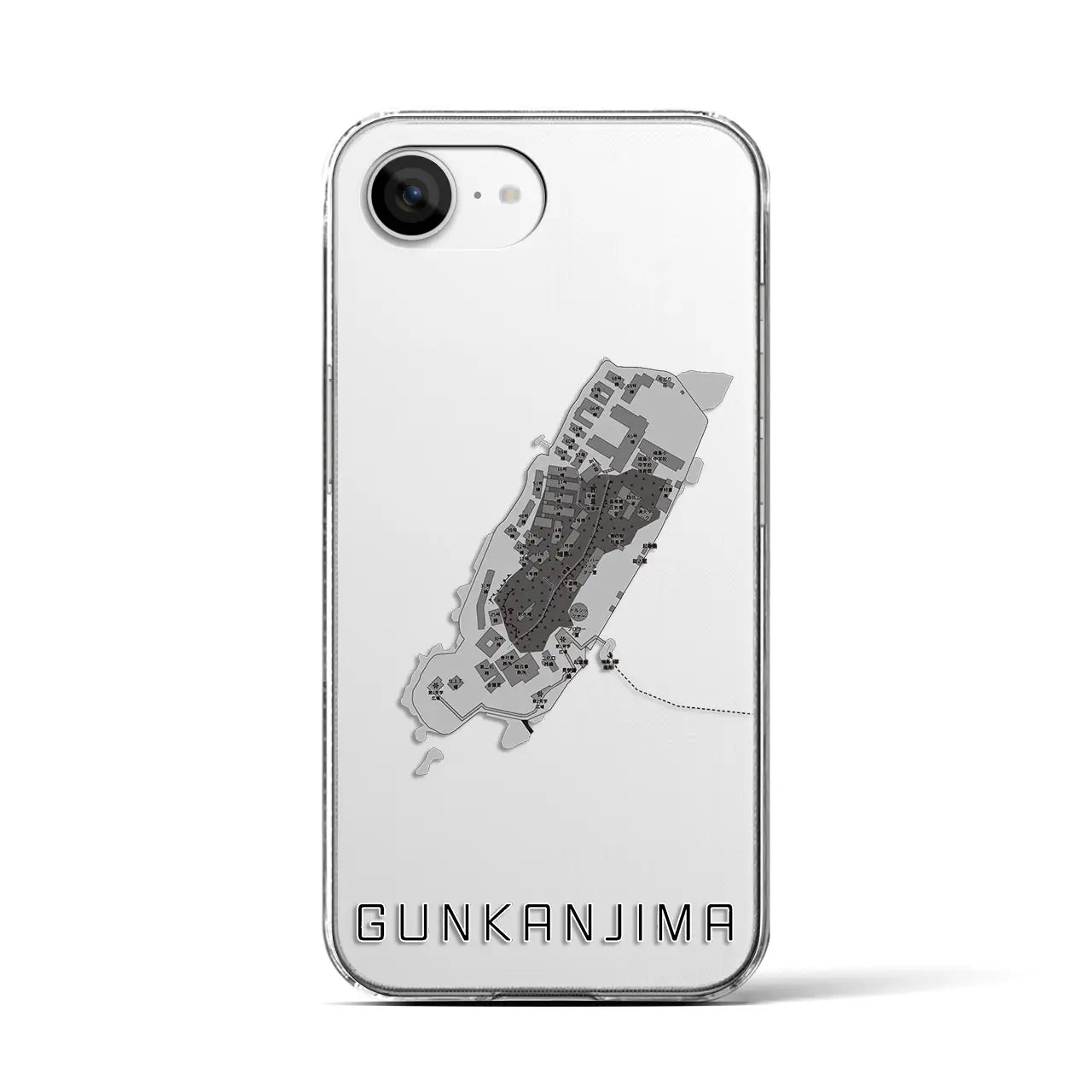 【軍艦島(長崎県)】地図柄iPhoneケース(クリアタイプ)