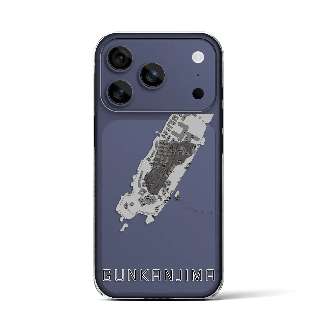 【軍艦島(長崎県)】地図柄iPhoneケース(クリアタイプ)モノトーン・iPhone 17 Pro Max 用