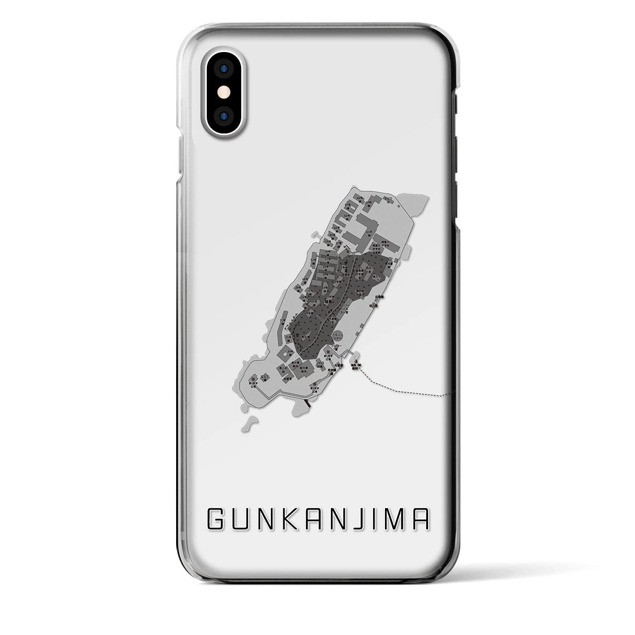 【軍艦島(長崎県)】地図柄iPhoneケース(クリアタイプ)