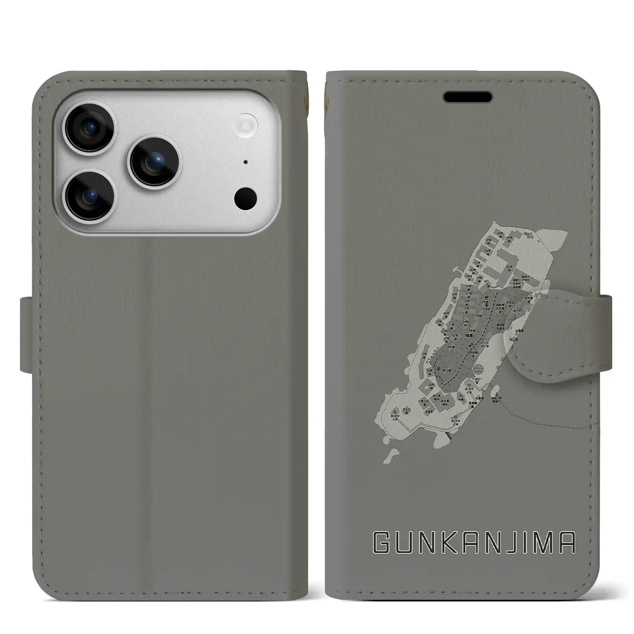 【軍艦島(長崎県)】地図柄iPhoneケース(手帳タイプ)