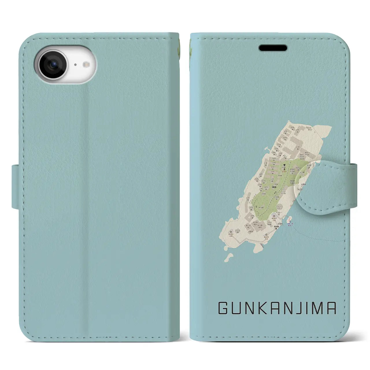 【軍艦島(長崎県)】地図柄iPhoneケース(手帳タイプ)