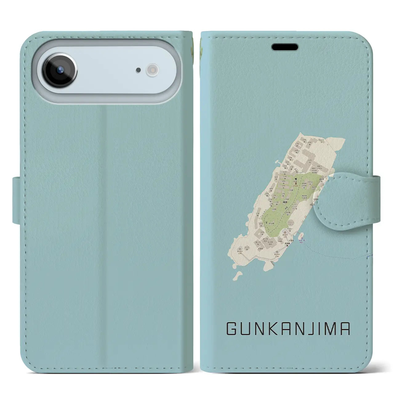 【軍艦島(長崎県)】地図柄iPhoneケース(手帳タイプ)モノトーン・iPhone 17 Pro Max 用