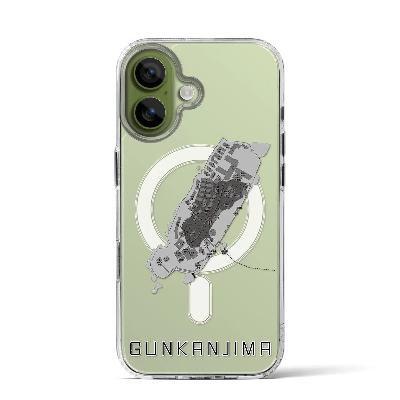 【軍艦島(長崎県)】地図柄iPhoneケース(MagSafeタイプ)