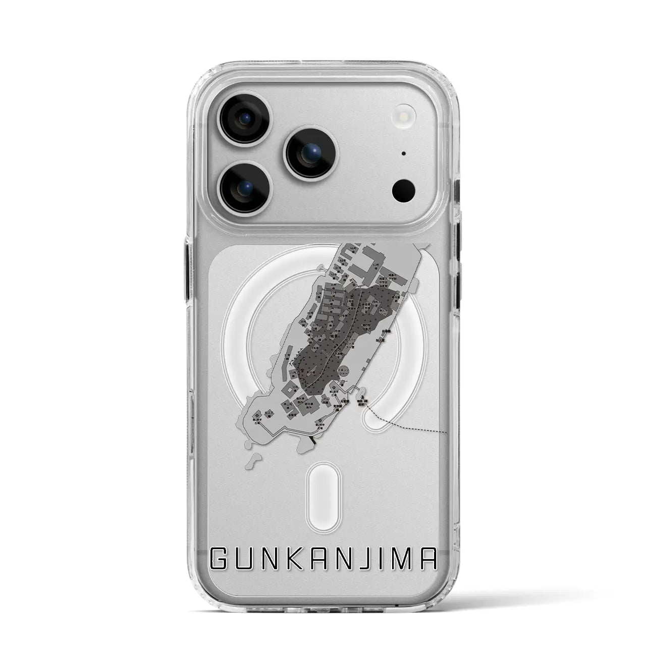 【軍艦島(長崎県)】地図柄iPhoneケース(MagSafeタイプ)