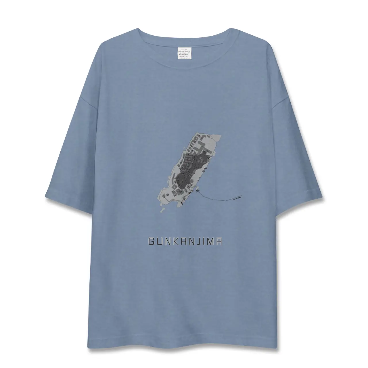 【軍艦島(長崎県)】地図柄ビッグシルエットTシャツ