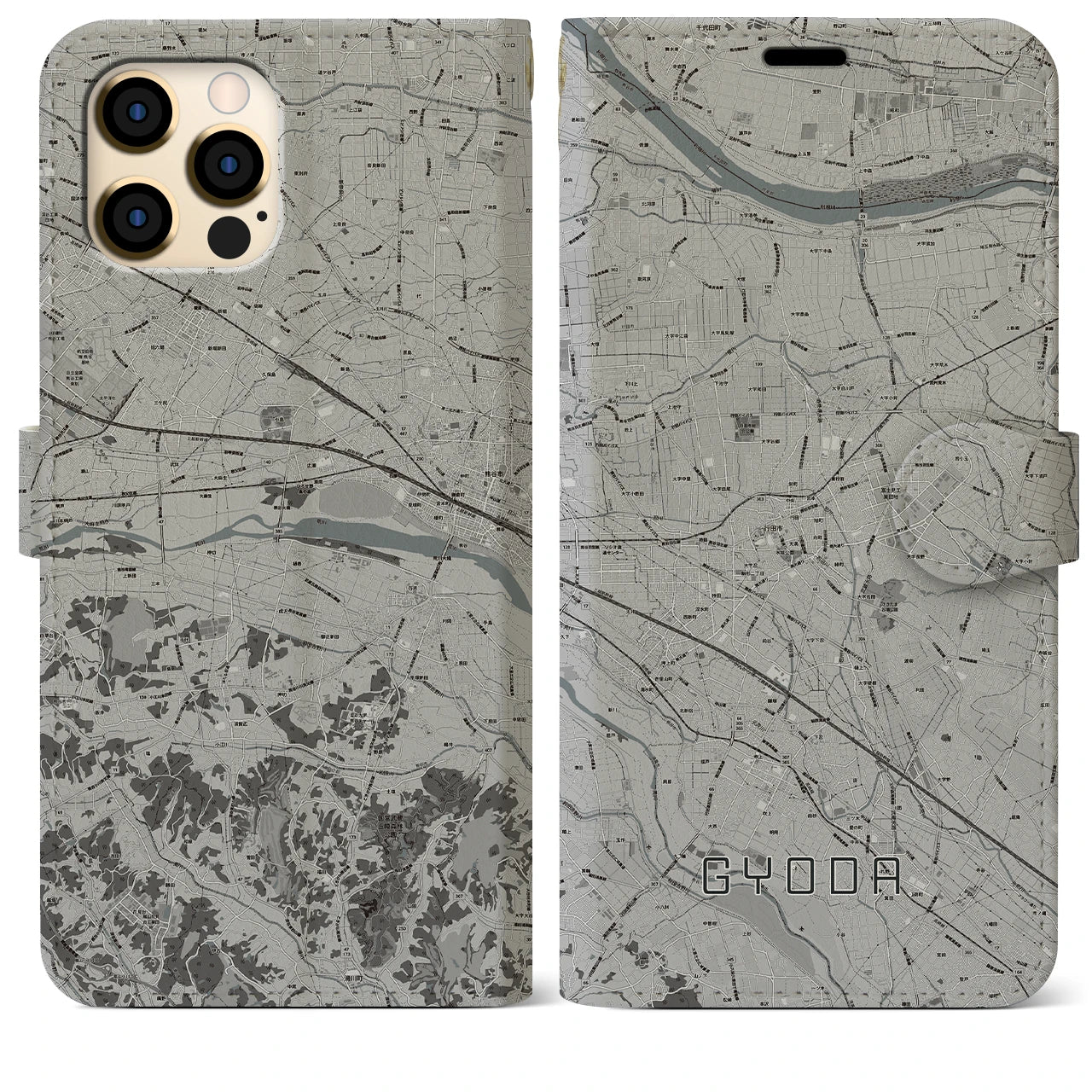 【行田(埼玉県)】地図柄iPhoneケース(手帳タイプ)