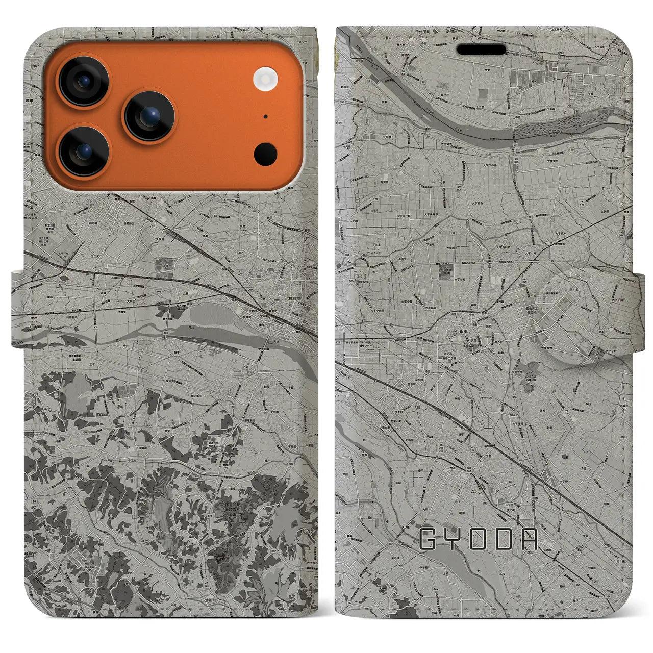 【行田(埼玉県)】地図柄iPhoneケース(手帳タイプ)