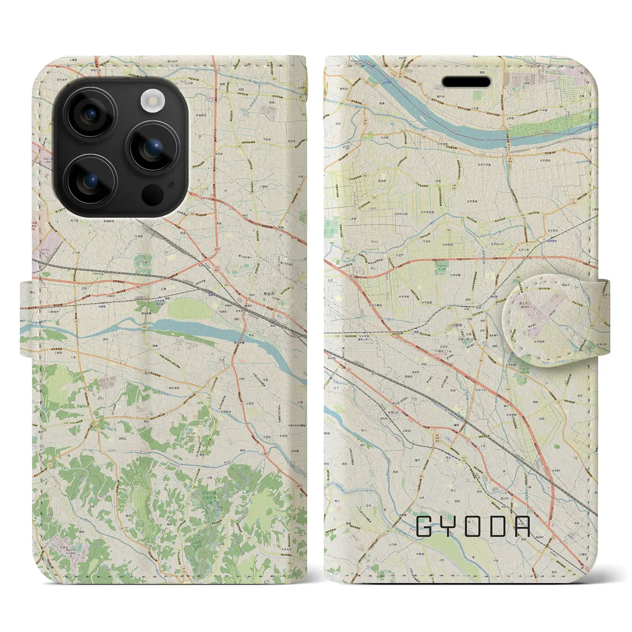 【行田(埼玉県)】地図柄iPhoneケース(手帳タイプ)ナチュラル・iPhone 16 用