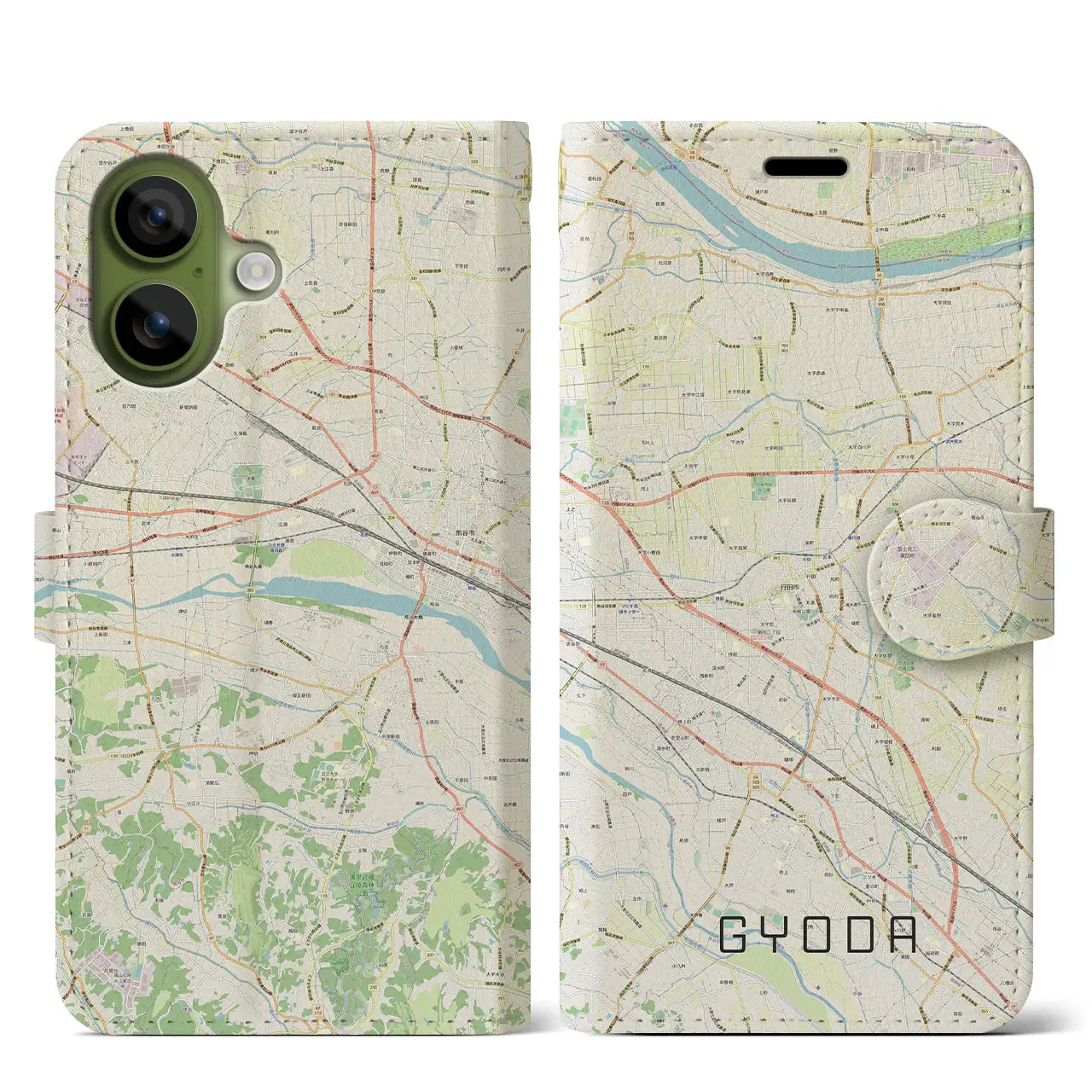 【行田(埼玉県)】地図柄iPhoneケース(手帳タイプ)