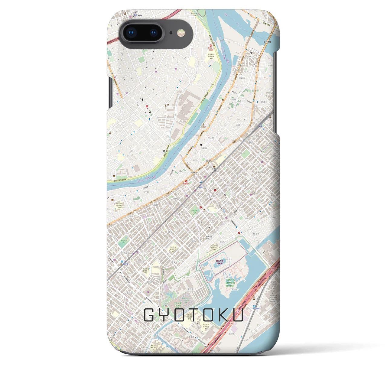 【行徳(千葉県)】地図柄iPhoneケース(バックカバータイプ)