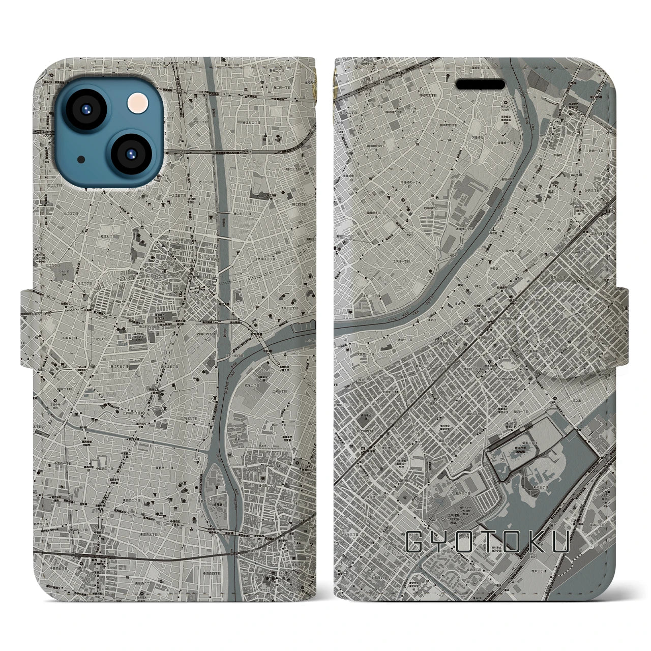 【行徳(千葉県)】地図柄iPhoneケース(手帳タイプ)