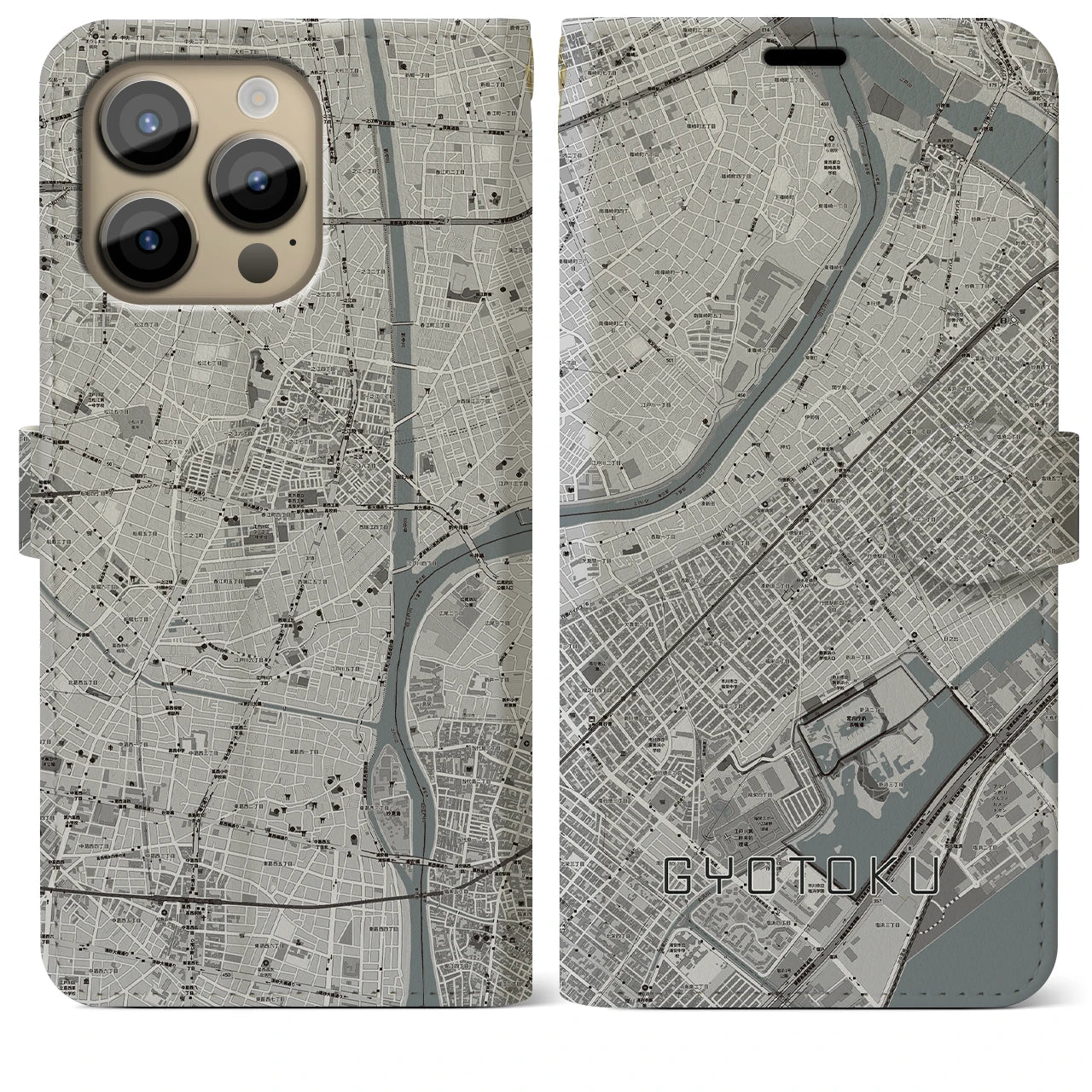 【行徳(千葉県)】地図柄iPhoneケース(手帳タイプ)