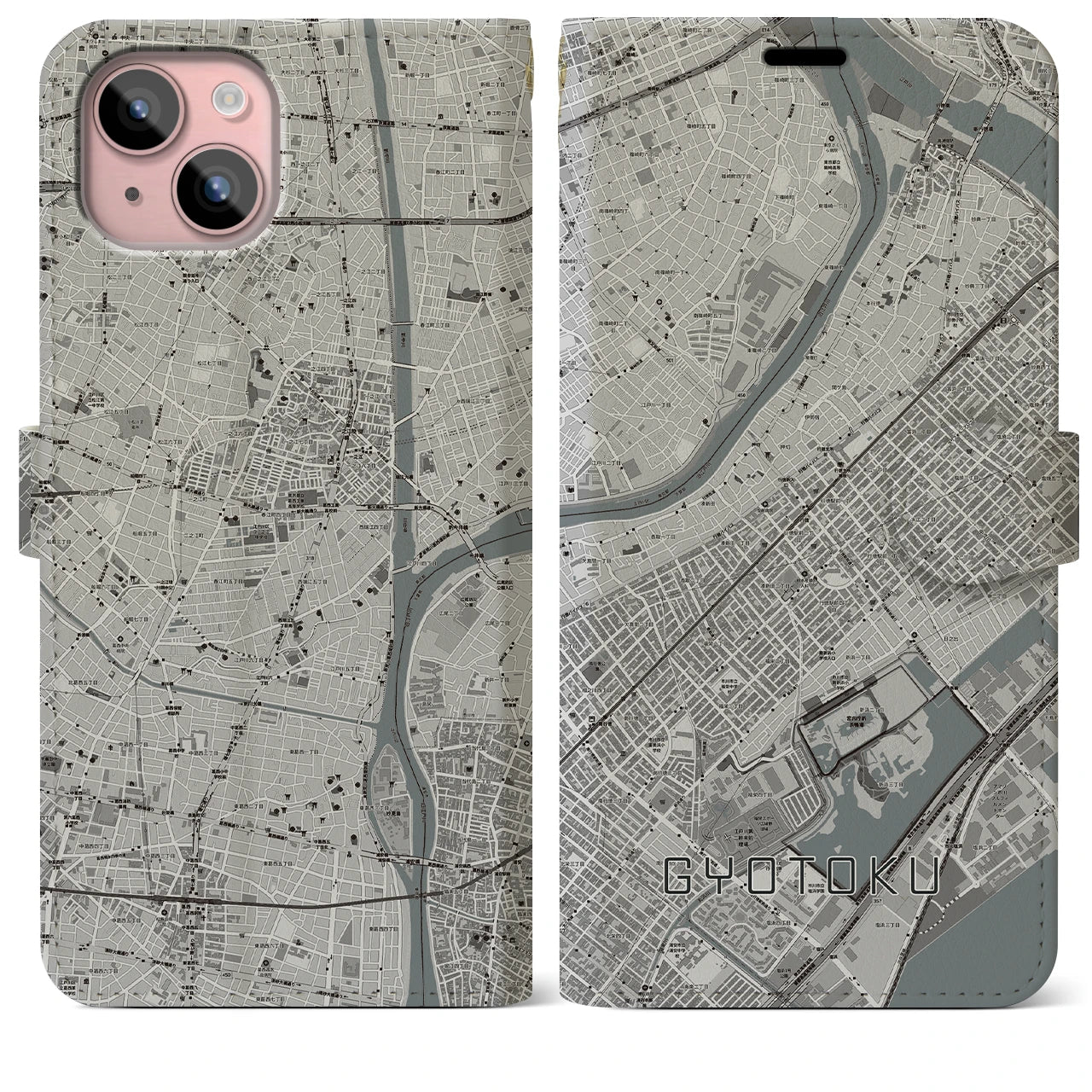 【行徳(千葉県)】地図柄iPhoneケース(手帳タイプ)