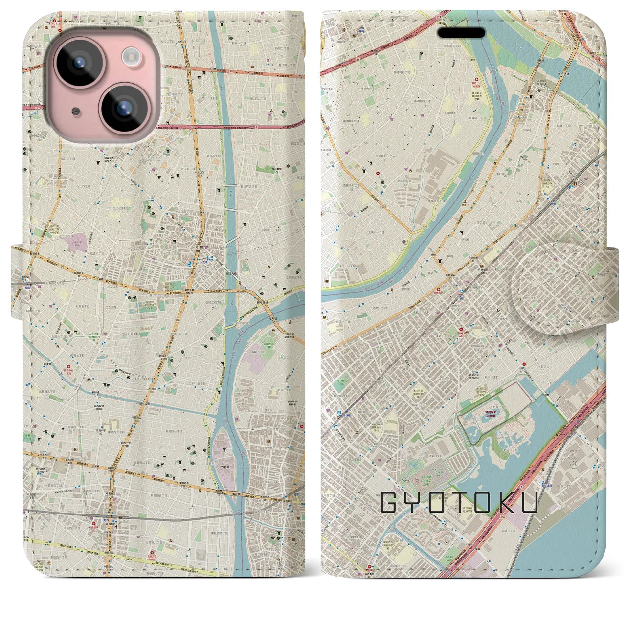【行徳(千葉県)】地図柄iPhoneケース(手帳タイプ)
