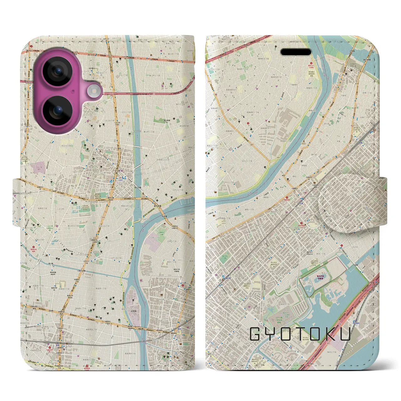 【行徳(千葉県)】地図柄iPhoneケース(手帳タイプ)