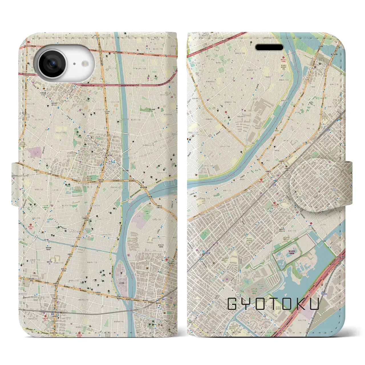 【行徳(千葉県)】地図柄iPhoneケース(手帳タイプ)