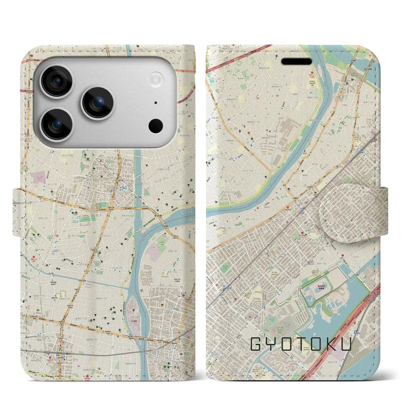 【行徳(千葉県)】地図柄iPhoneケース(手帳タイプ)