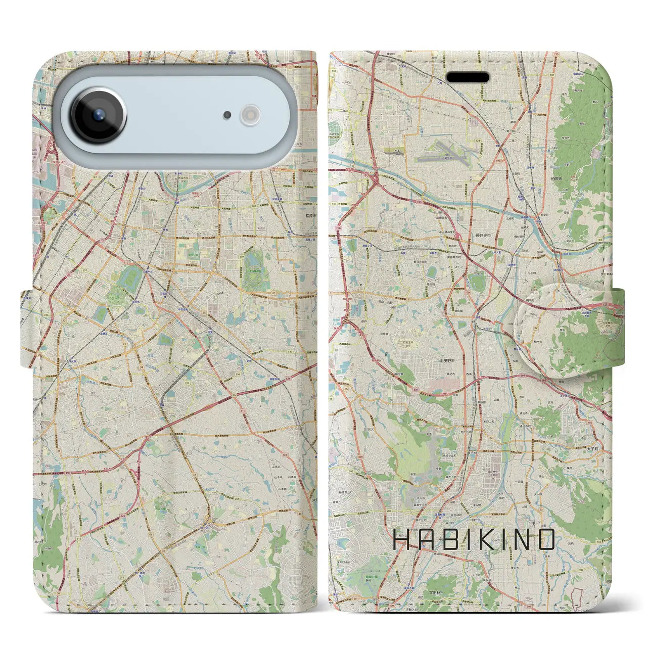 【羽曳野(大阪府)】地図柄iPhoneケース(手帳タイプ)ナチュラル・iPhone 17 Pro Max 用