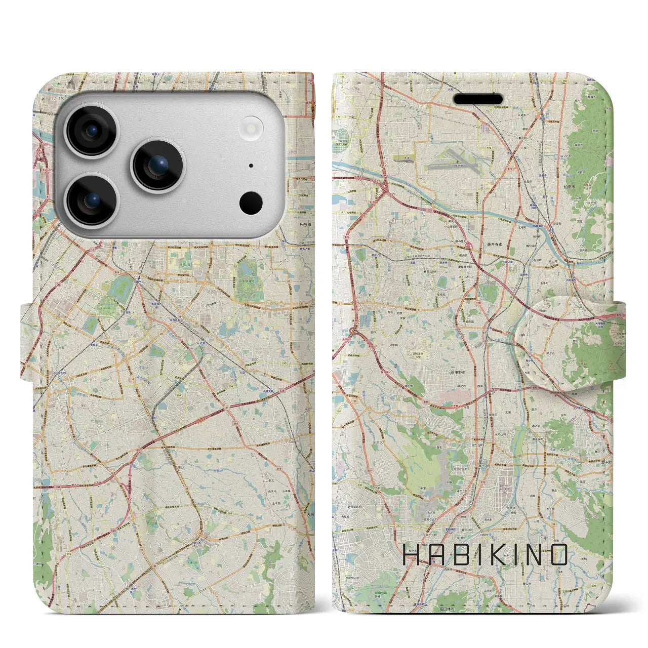 【羽曳野(大阪府)】地図柄iPhoneケース(手帳タイプ)