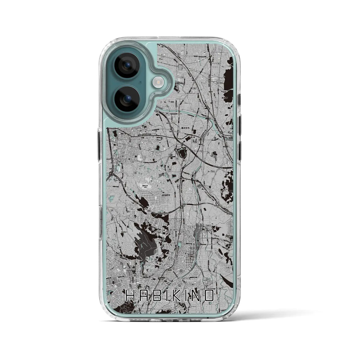 【羽曳野(大阪府)】地図柄iPhoneケース(MagSafeタイプ)モノトーン・iPhone 16 Pro 用