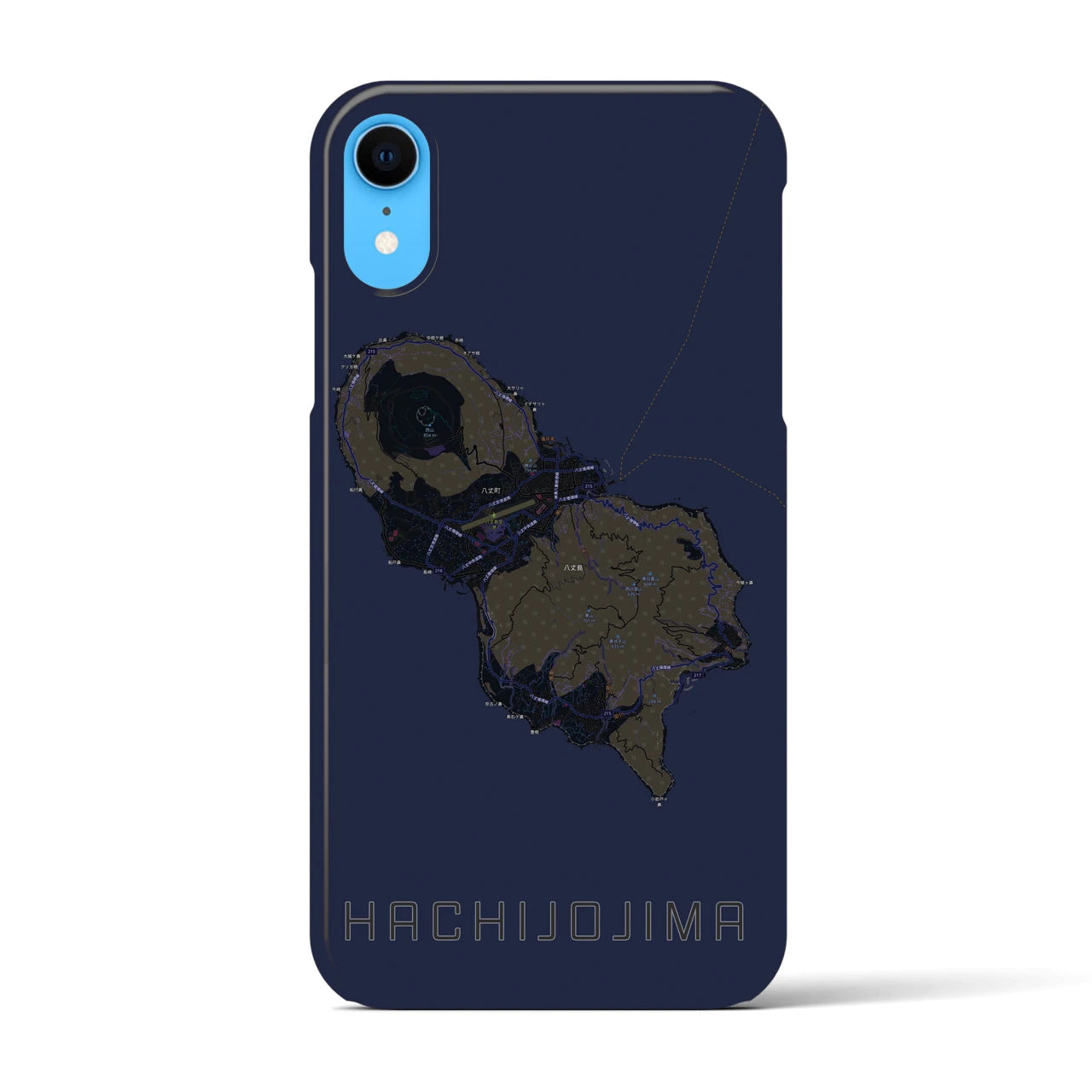 【八丈島(東京都)】地図柄iPhoneケース(バックカバータイプ)