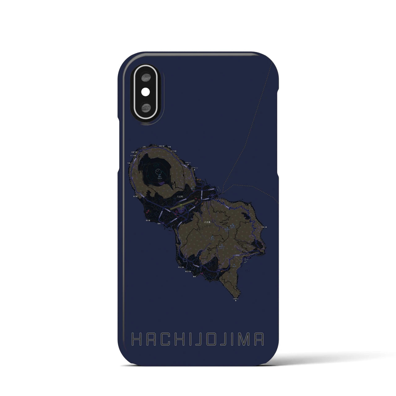 【八丈島(東京都)】地図柄iPhoneケース(バックカバータイプ)