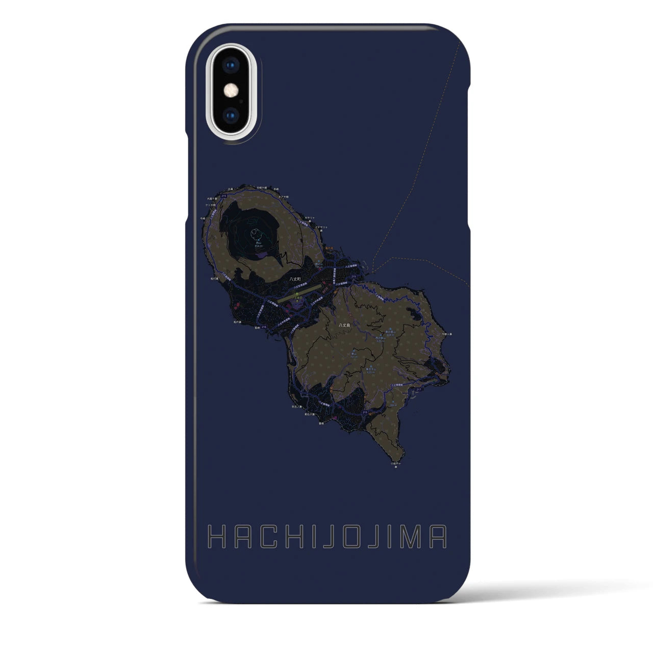 【八丈島(東京都)】地図柄iPhoneケース(バックカバータイプ)