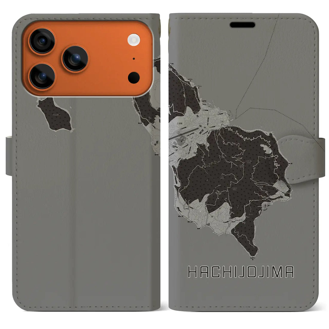 【八丈島(東京都)】地図柄iPhoneケース(手帳タイプ)