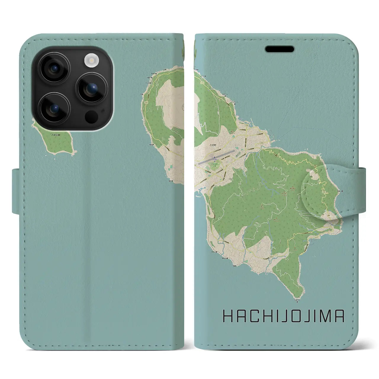【八丈島(東京都)】地図柄iPhoneケース(手帳タイプ)ナチュラル・iPhone 16 用