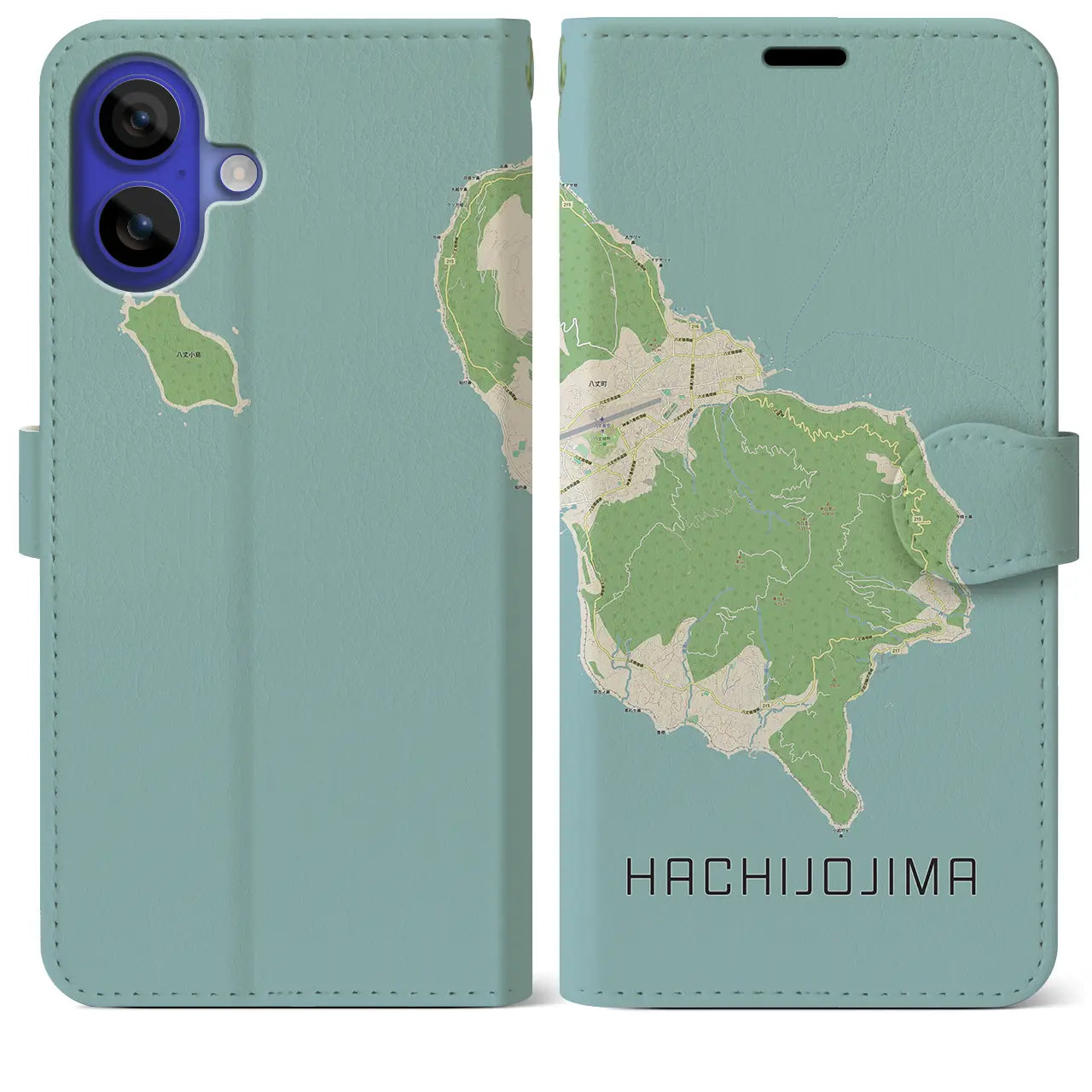 【八丈島(東京都)】地図柄iPhoneケース(手帳タイプ)ナチュラル・iPhone 16 Pro Max 用