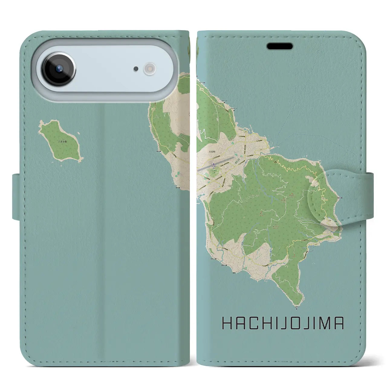 【八丈島(東京都)】地図柄iPhoneケース(手帳タイプ)