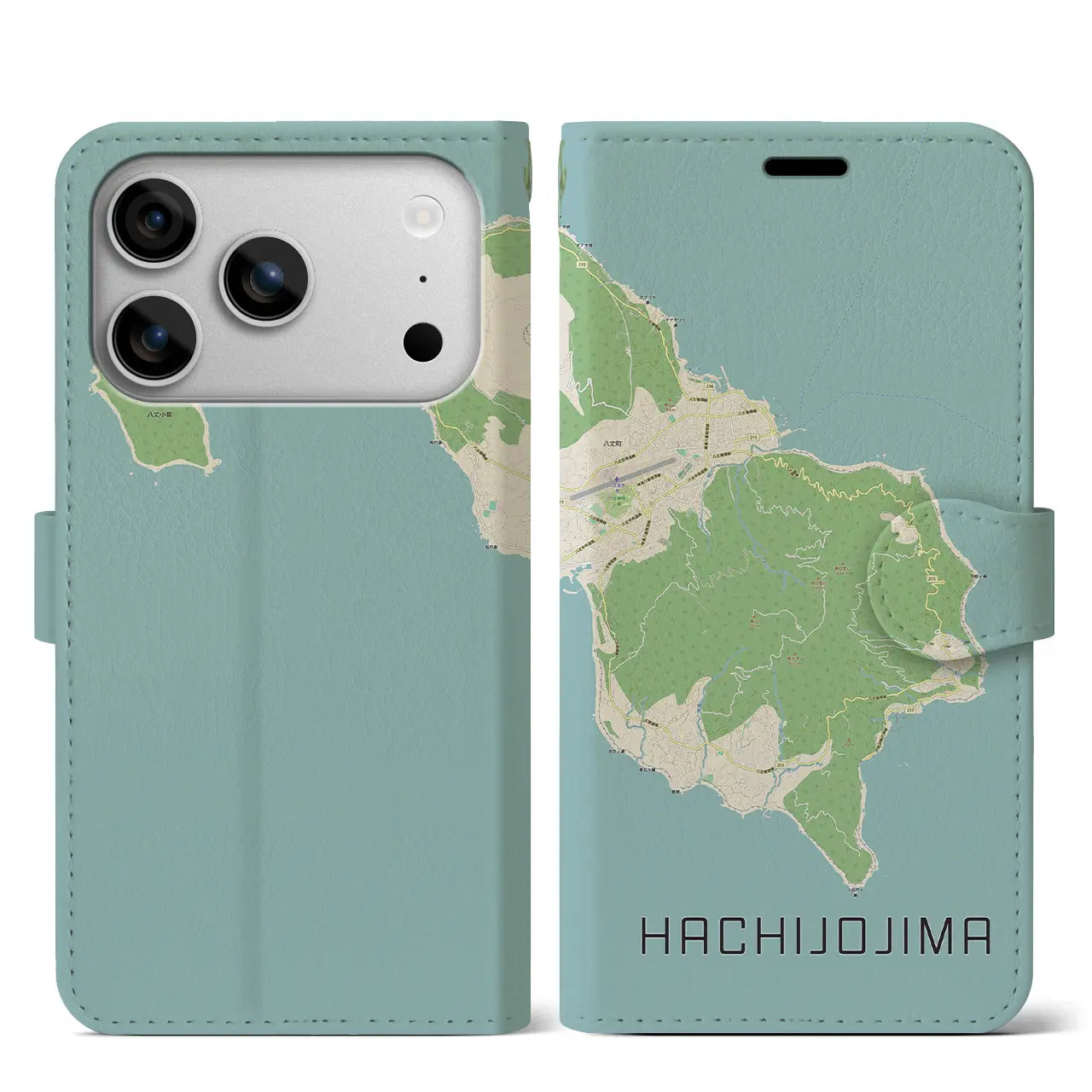 【八丈島(東京都)】地図柄iPhoneケース(手帳タイプ)