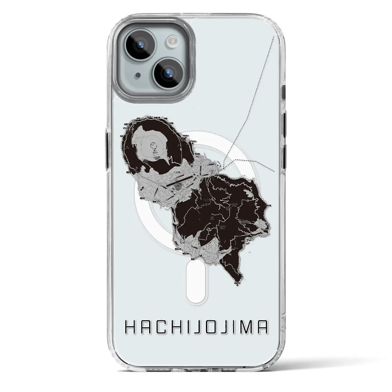 【八丈島(東京都)】地図柄iPhoneケース(MagSafeタイプ)