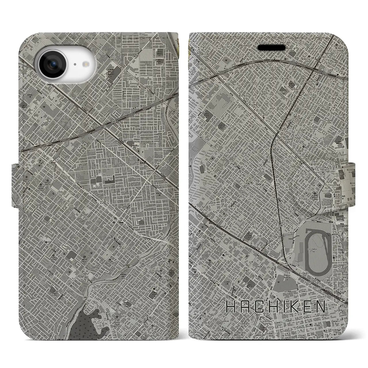 【八軒(北海道)】地図柄iPhoneケース(手帳タイプ)