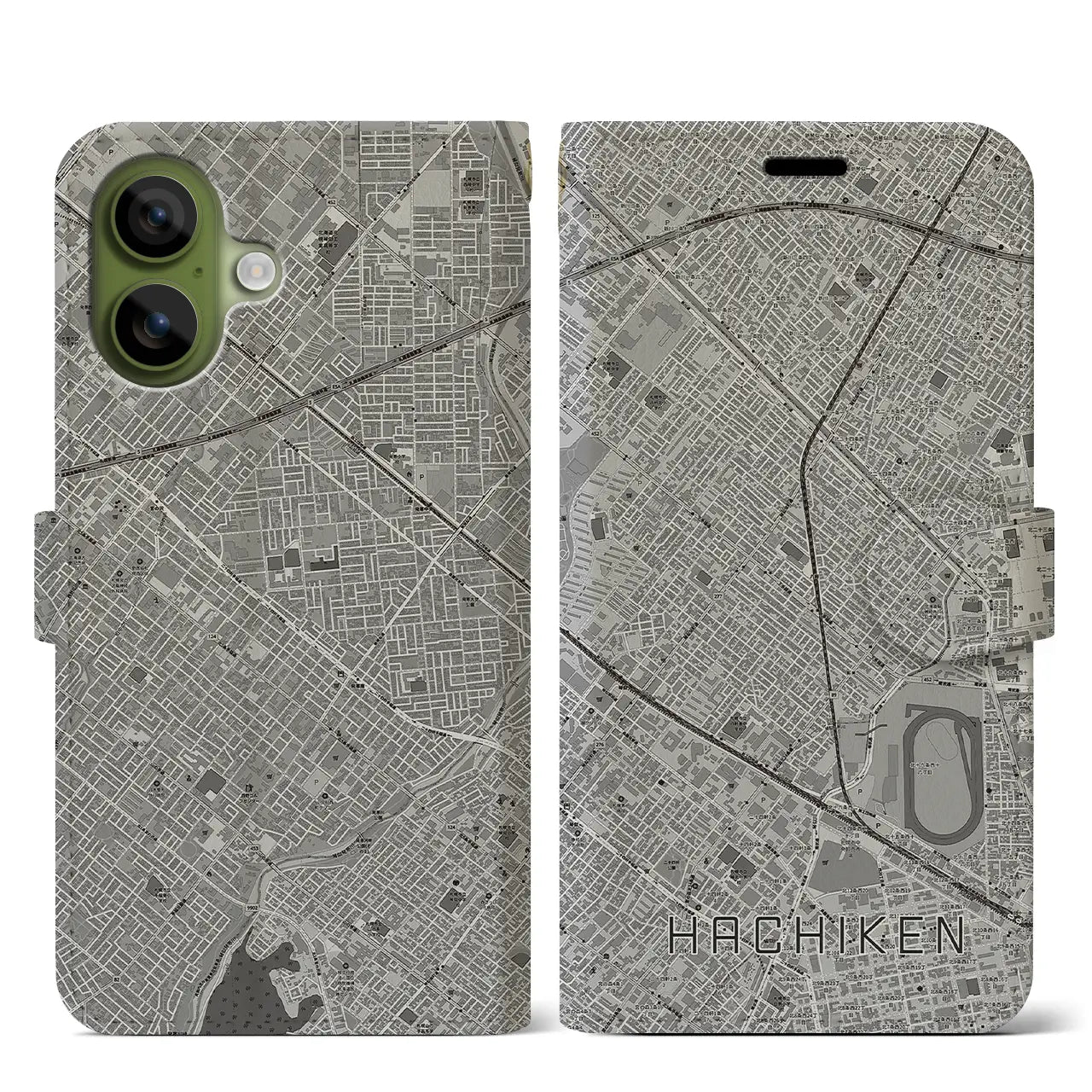 【八軒(北海道)】地図柄iPhoneケース(手帳タイプ)