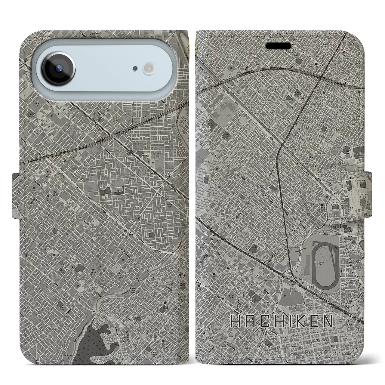 【八軒(北海道)】地図柄iPhoneケース(手帳タイプ)