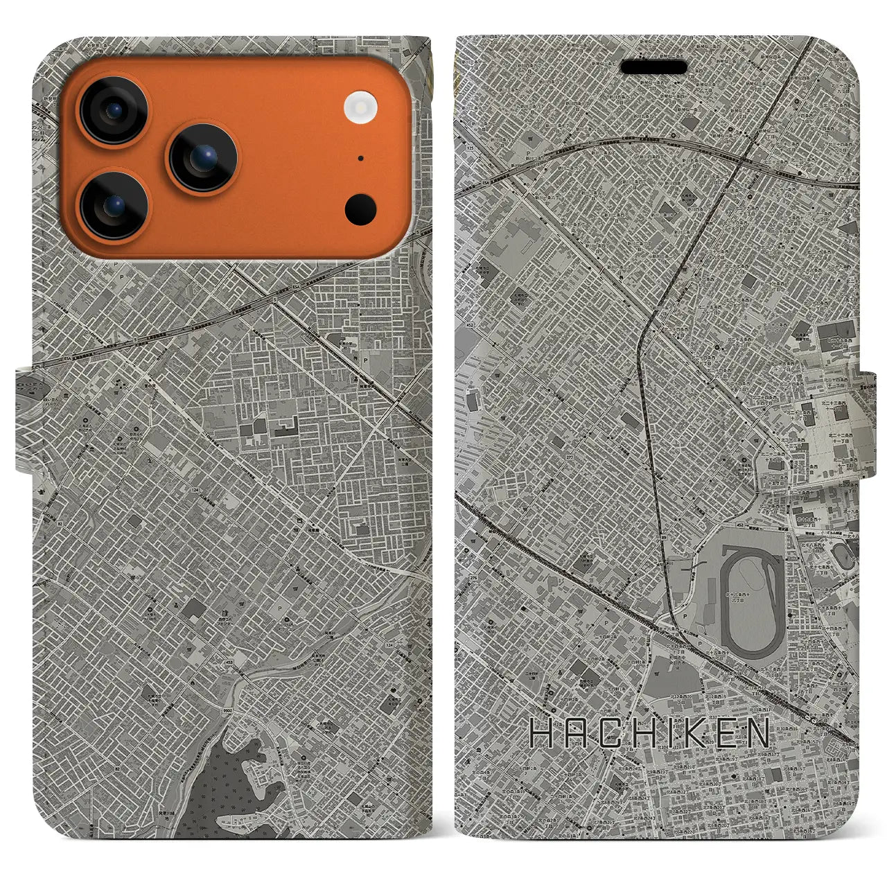 【八軒(北海道)】地図柄iPhoneケース(手帳タイプ)