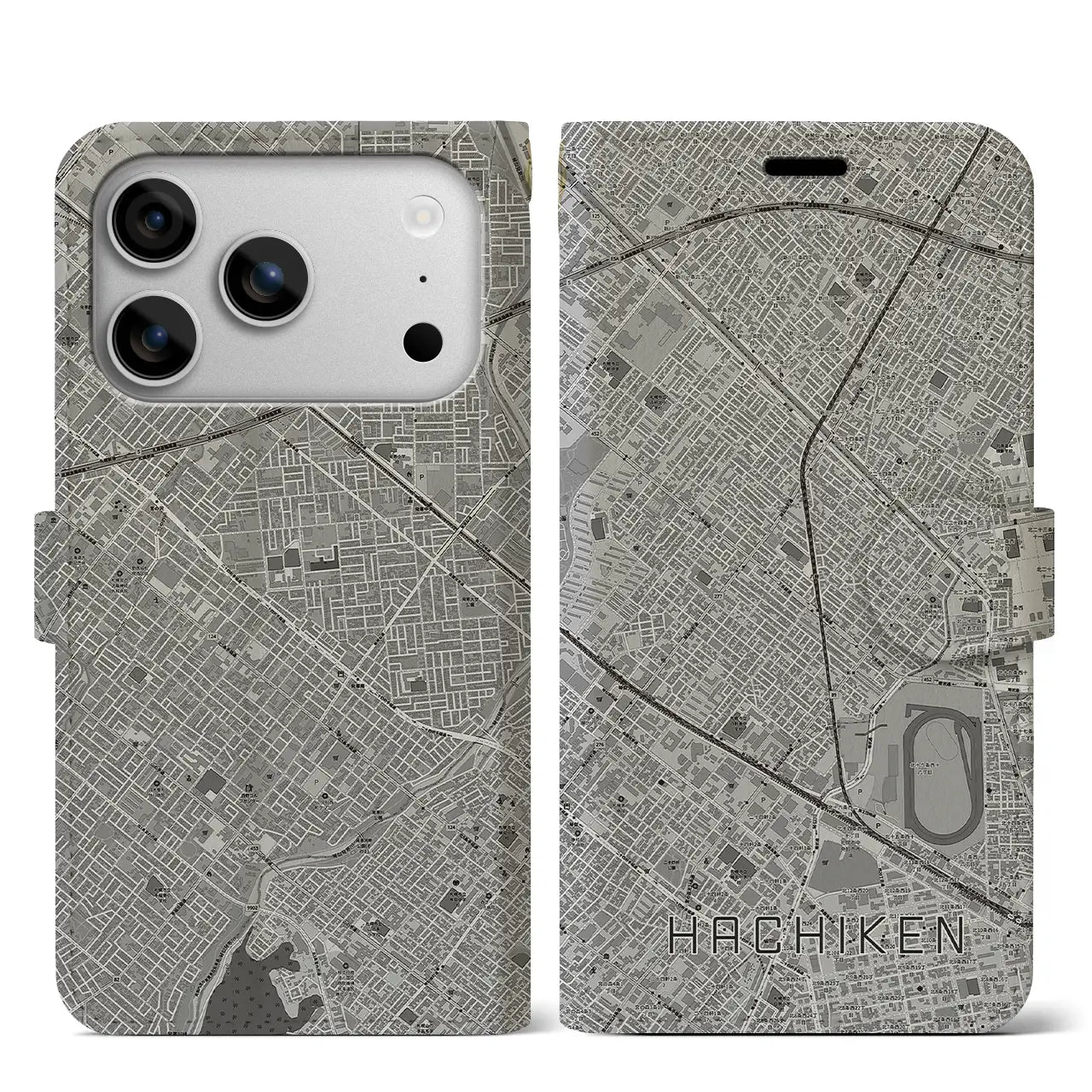 【八軒(北海道)】地図柄iPhoneケース(手帳タイプ)