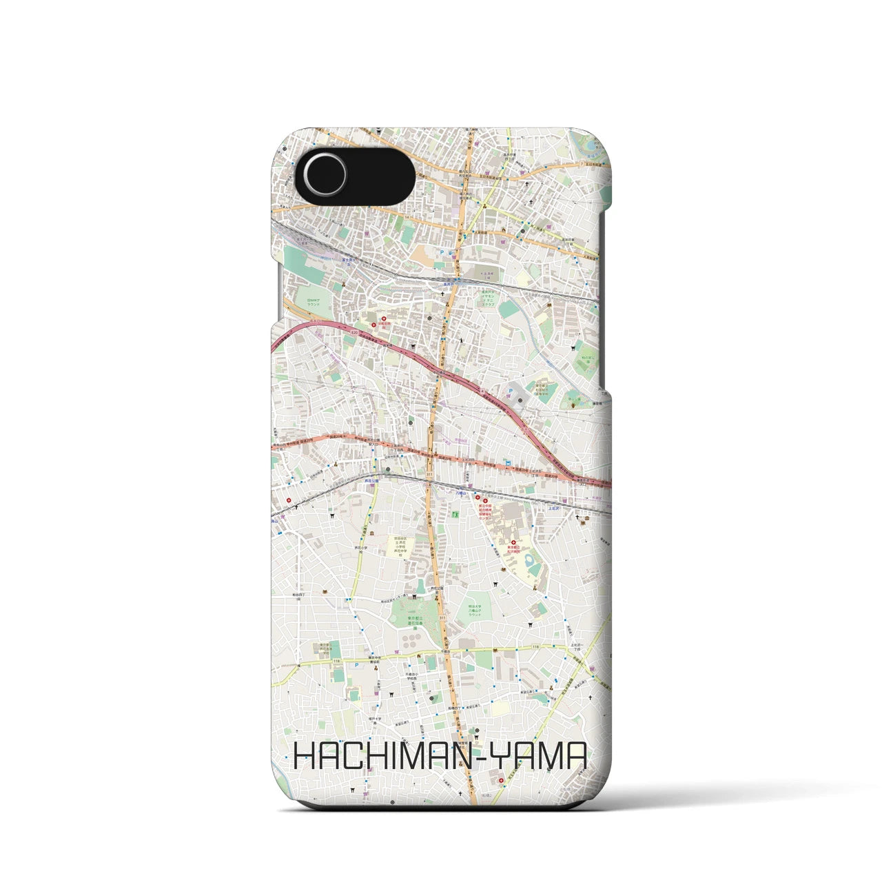 【八幡山(東京都)】地図柄iPhoneケース(バックカバータイプ)