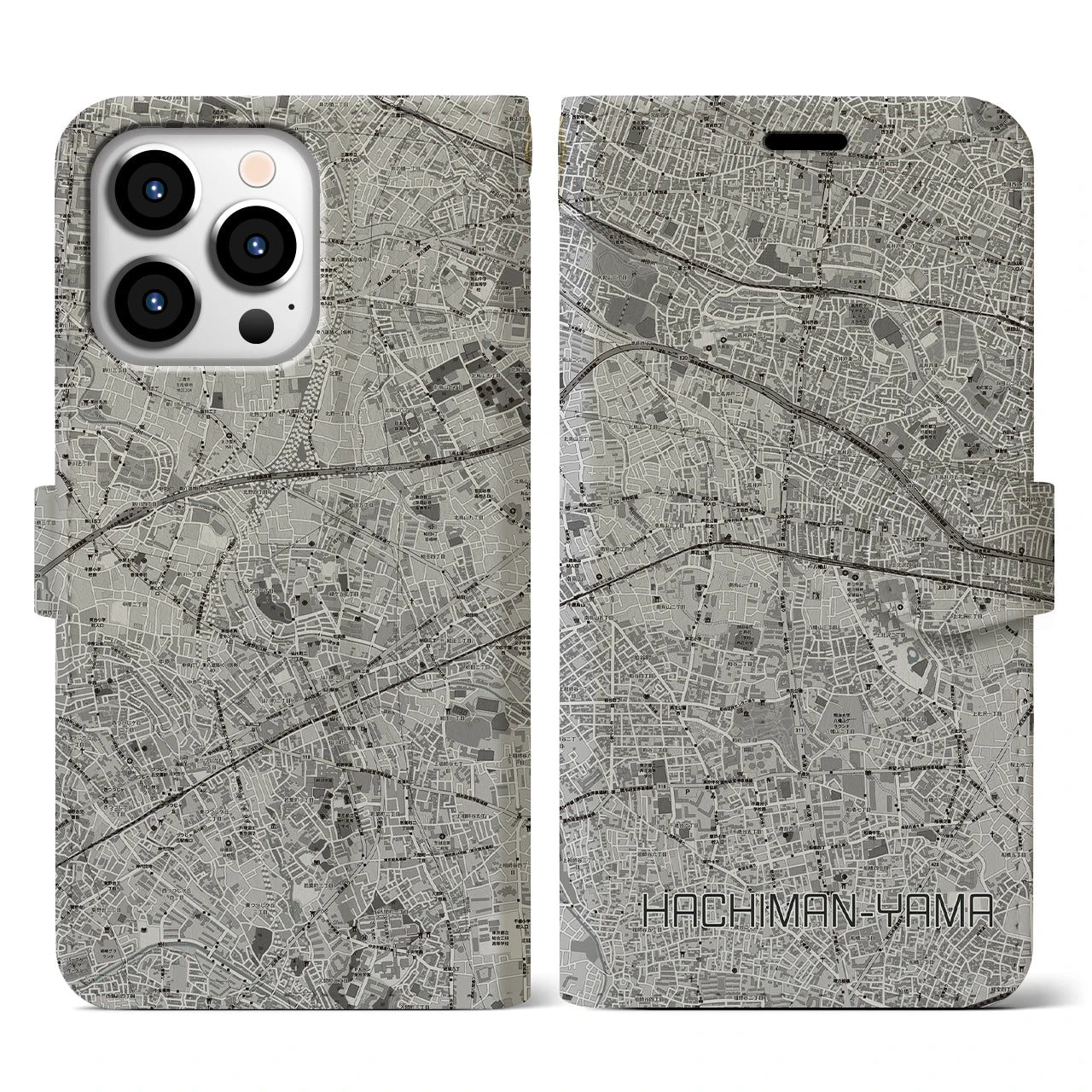 【八幡山(東京都)】地図柄iPhoneケース(手帳タイプ)