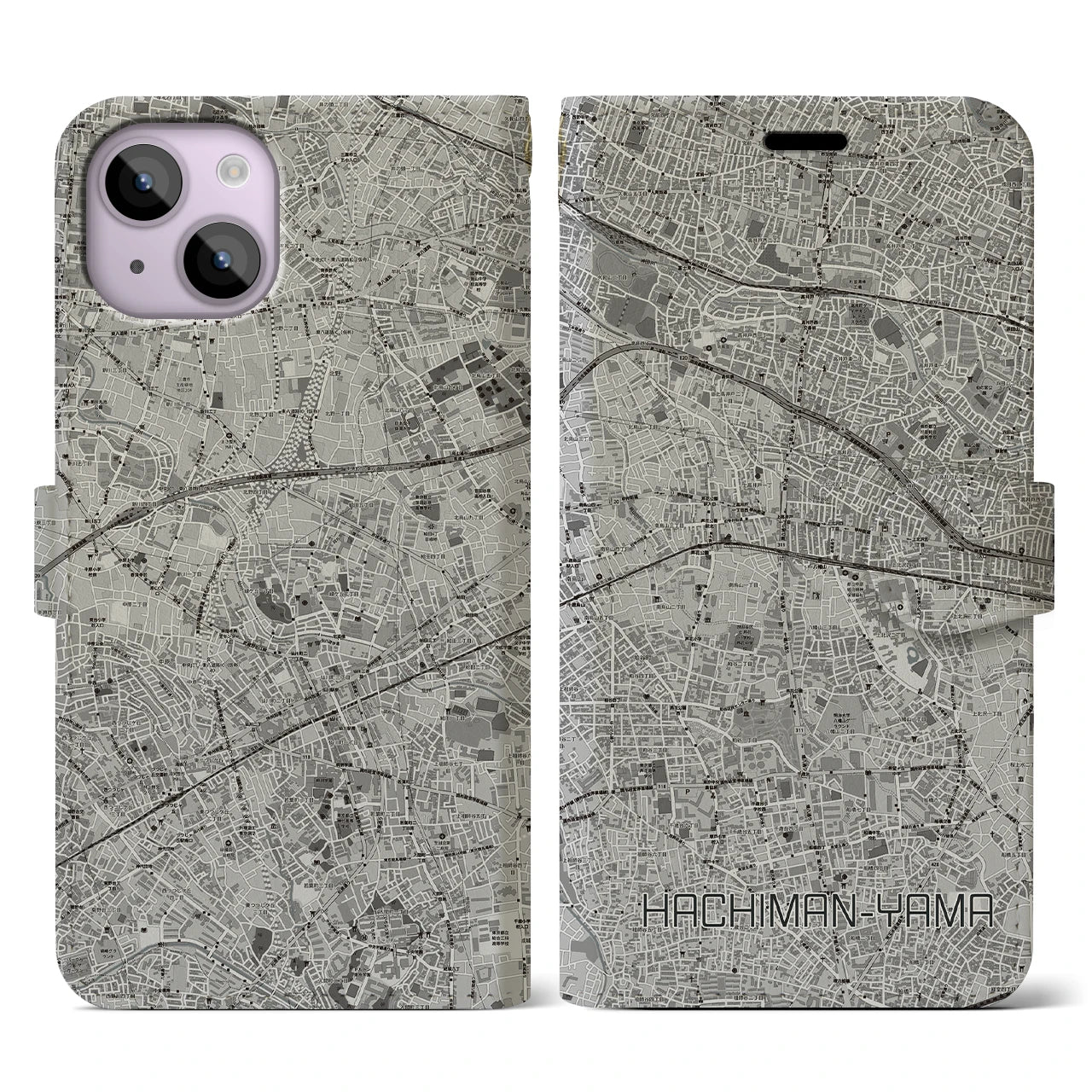 【八幡山(東京都)】地図柄iPhoneケース(手帳タイプ)