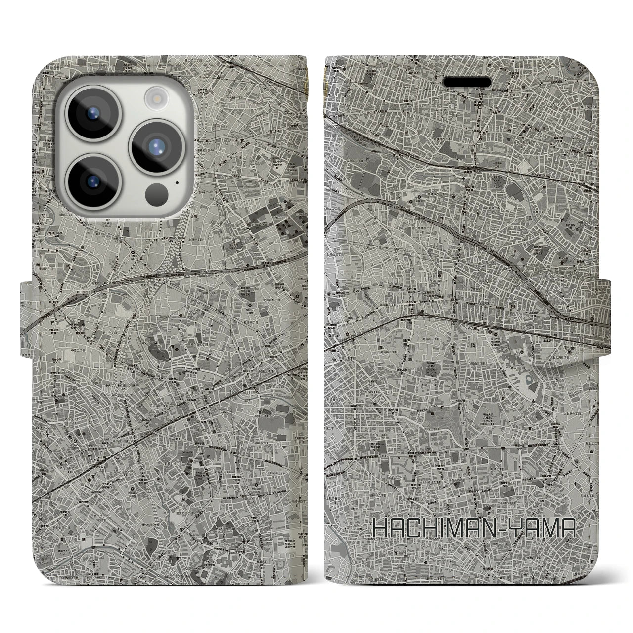 【八幡山(東京都)】地図柄iPhoneケース(手帳タイプ)