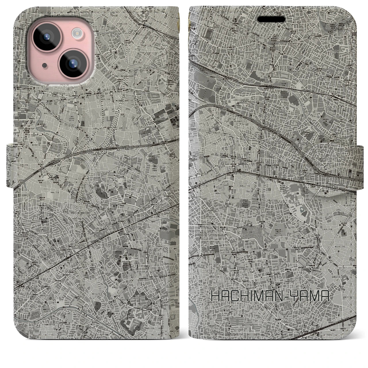 【八幡山(東京都)】地図柄iPhoneケース(手帳タイプ)