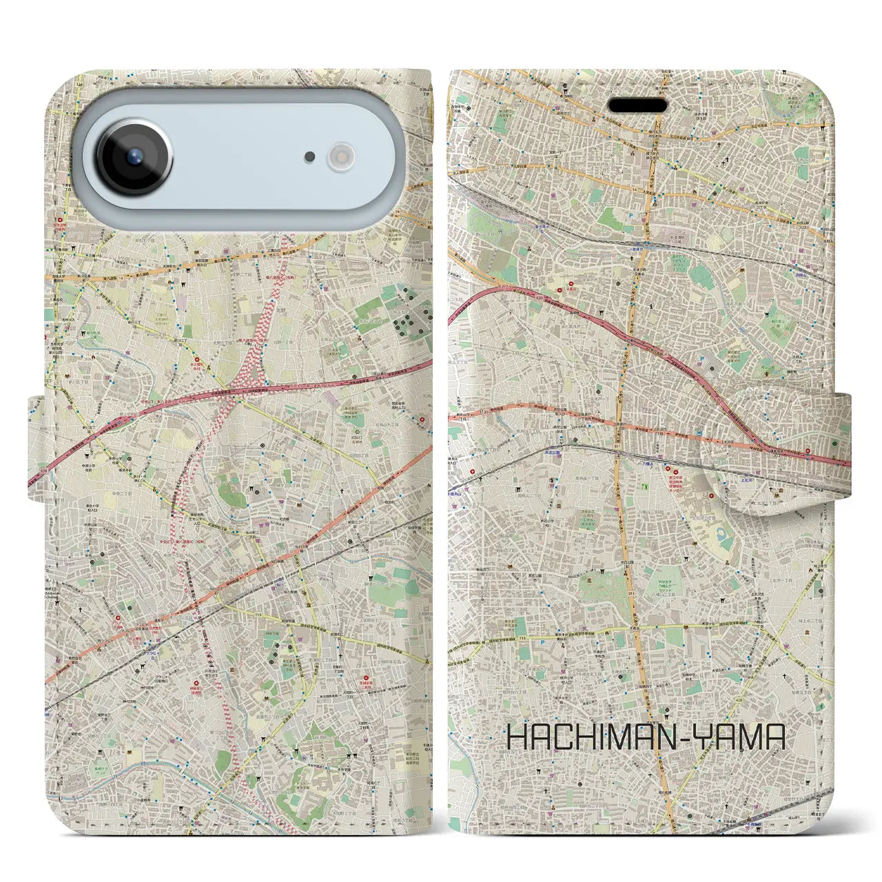 【八幡山(東京都)】地図柄iPhoneケース(手帳タイプ)