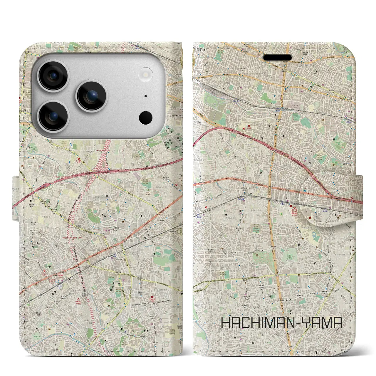 【八幡山(東京都)】地図柄iPhoneケース(手帳タイプ)